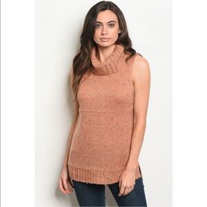 Tangerine Speckled Sleeveless Knit Sweater